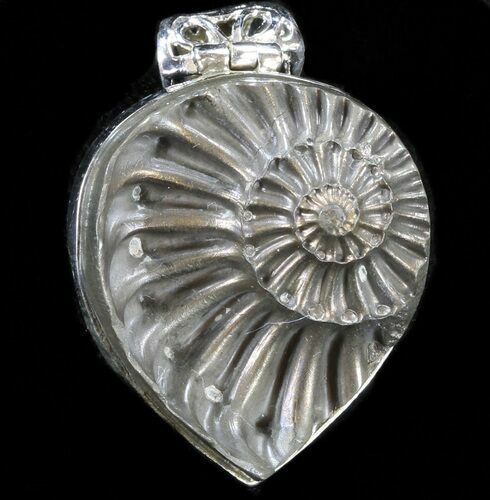 Pyrite Ammonite Fossil Pendant - Sterling Silver #37961